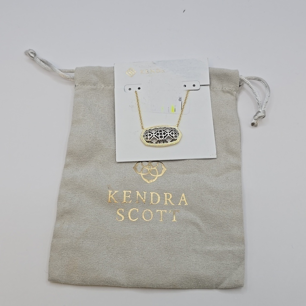 NWT Kendra Scott Dollie Pendant Necklace   Gold-Silver Tone with Dust Bag - Picture 2 of 2